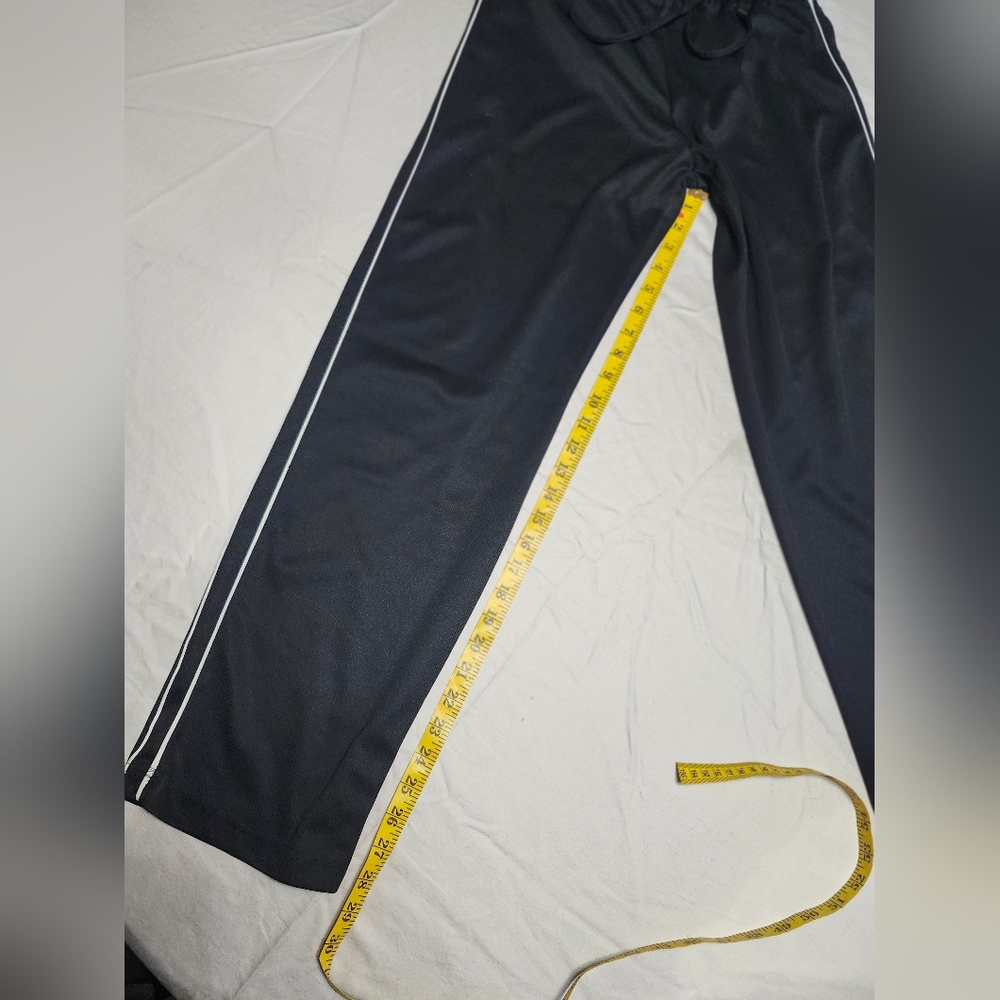 Zena Sport Straight Leg Black Track Pants With White Seam Piping - Size Medium - Picture 8 of 9